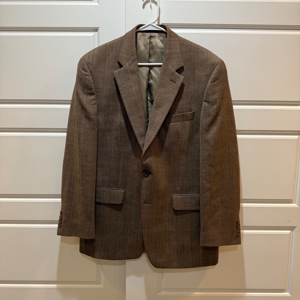 Lauren Ralph Lauren Wool Blazer Brown Plaid Two Button Sport Coat 40R